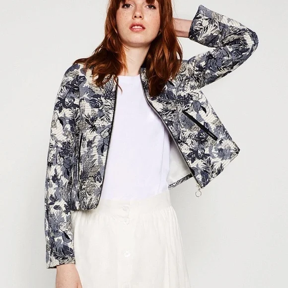 ZARA PRINTED JACQUARD BOMBER JACKET NEW WITH TAGS MEDIUM - Picture 3 of 4